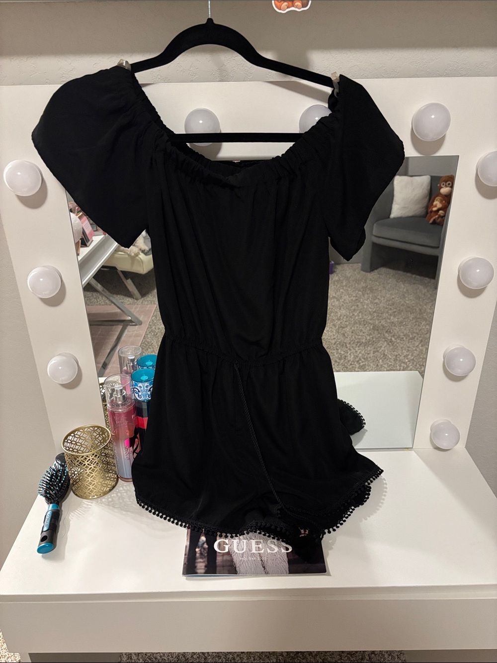 Black Medium Off-Shoulder Romper